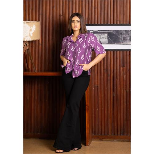 PURPLE BAGGY SHORT SLEEVE BLOUSE
