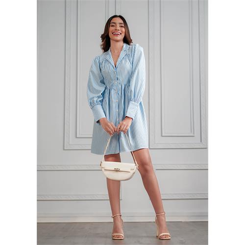 QUESEY LONG SLEEVE LIGHT BLUE DRESS