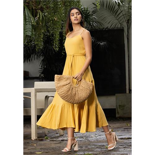 RHEIN YELLOW MAXI STRAP DRESS