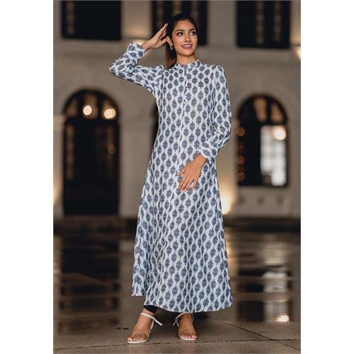 ROMZY ROUND NECK BLUE KURTHA