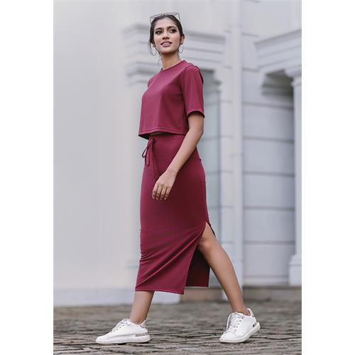 ROSALINE MAROON COMFY SKIRT