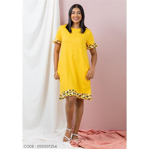 SARITA CONTRAST PANEL YELLOW DRESS