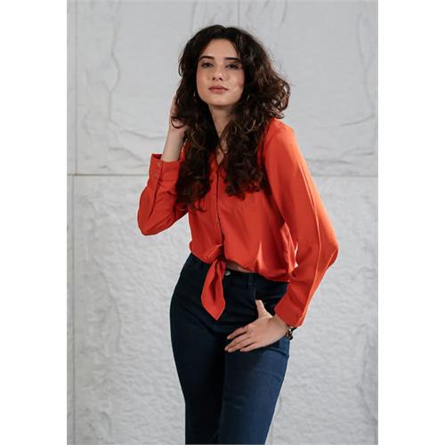 SIENNA ORANGE LONG SLEEVE BLOUSE
