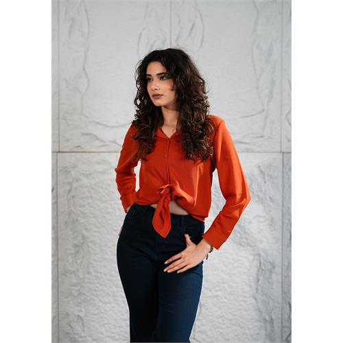 SIENNA ORANGE LONG SLEEVE BLOUSE