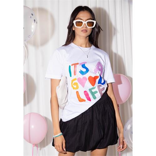 WHITE GOOD LIFE BAGGY T SHIRT