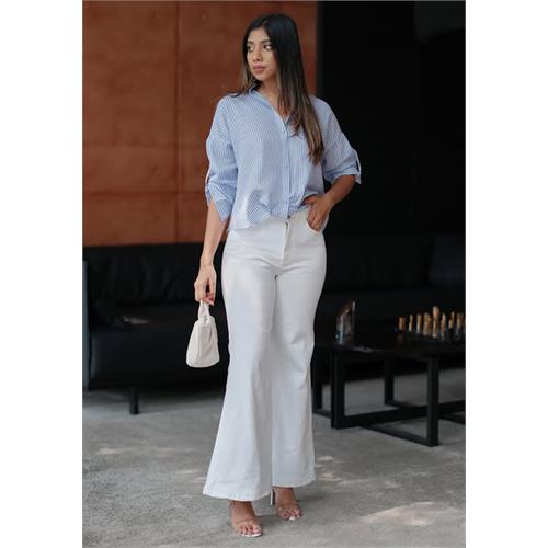 WIDE LEG WHITE DENIM PANT