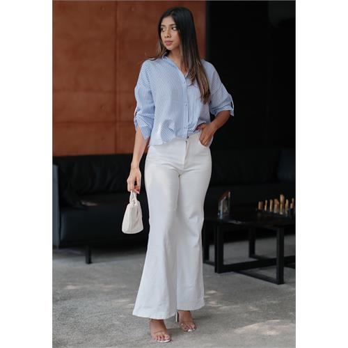 WIDE LEG WHITE DENIM PANT