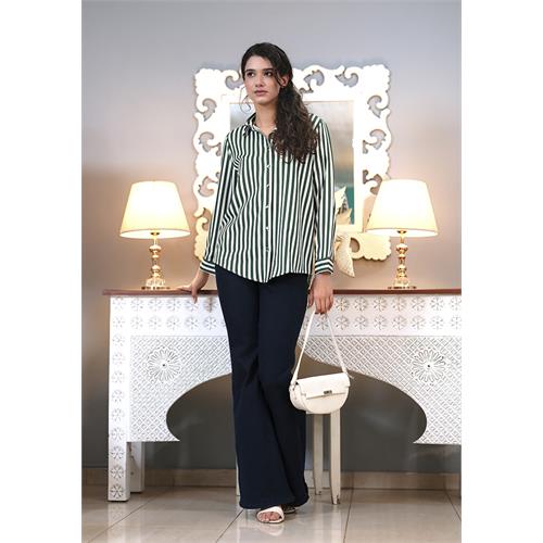 XENA GREEN STRIPE SHIRT
