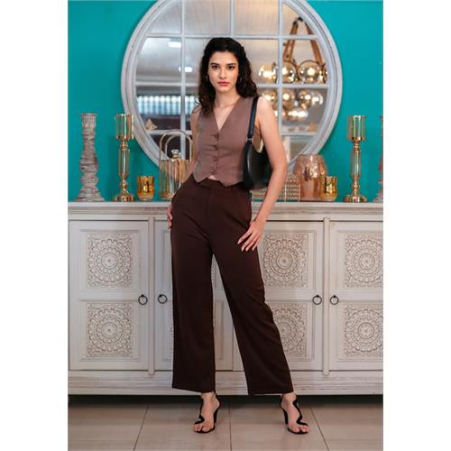 ANA HIGH WAIST BROWN PANT