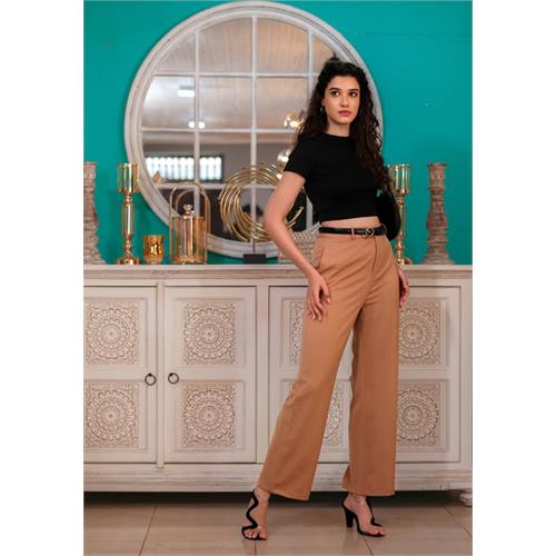 ANA HIGH WAIST LIGHT BROWN PANT