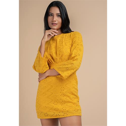 AVA CUTLONE MUSTARD DRESS