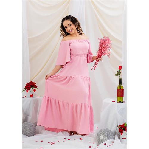 BEVERLY OFF SHOULDER PINK DRESS