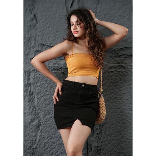 BLACK DENIM SKIRT