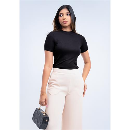 BLACK HIGH NECK T SHIRT