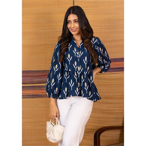 BLUE AURA BISHOP SLEEVE TOP