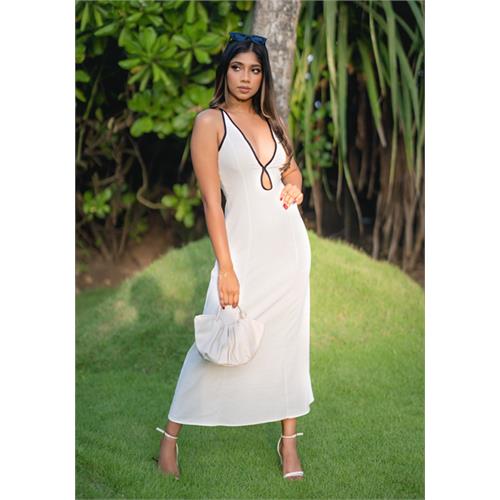 FRONT KEYHOLE LINEN DRESS