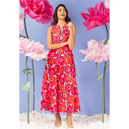 FRONT V NECK PINK DRESS
