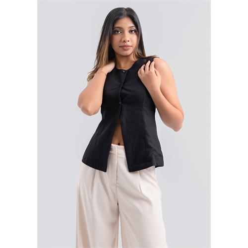 JANET SLEEVELESS BLACK BLOUSE