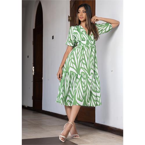 NOVA GREEN PRINTED DRESS