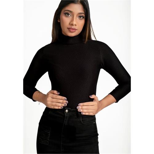 NOVA TURTLE NECK BLACK T SHIRT