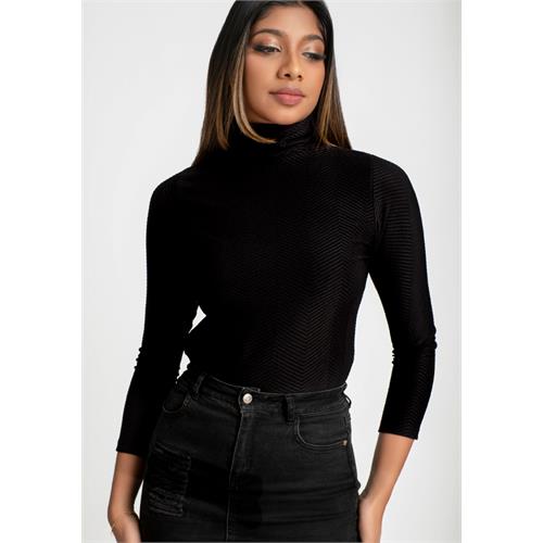 NOVA TURTLE NECK BLACK T SHIRT