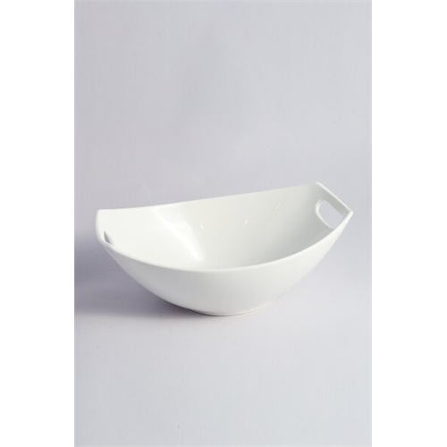 Odel Bowl Ceramic White Oval With Handle