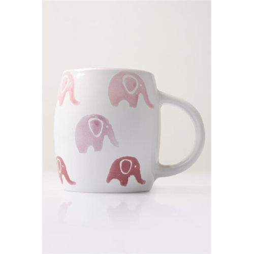 Odel Pink Elephants on White Ceramic Mug
