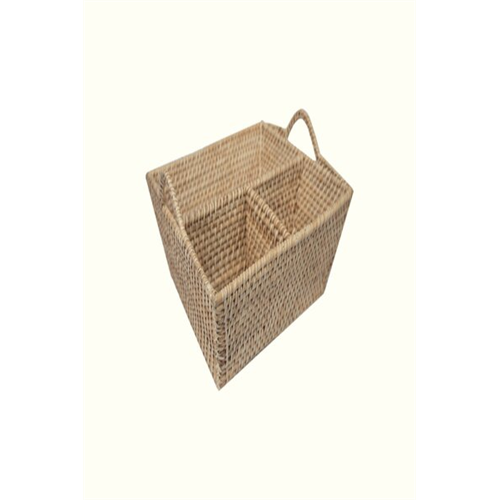 Odel Rattan 3 Compartments With Handles 12X10X5"Cutlery Holder