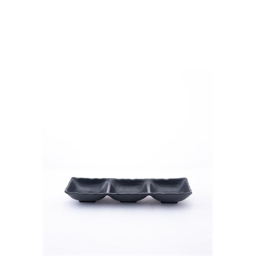 Odel Serving Platter Three Square Bowls In One Melamine Black