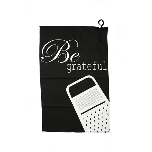 Odel Kitchen T Towel Black With Wording Grateful