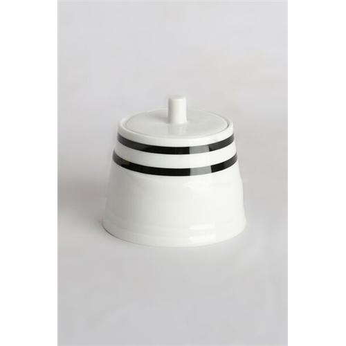 Odel Sugar Bowl With Lid Ceramic Black Lines On White Base