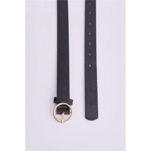 Backstage Black Round Buckle Detailed Belts