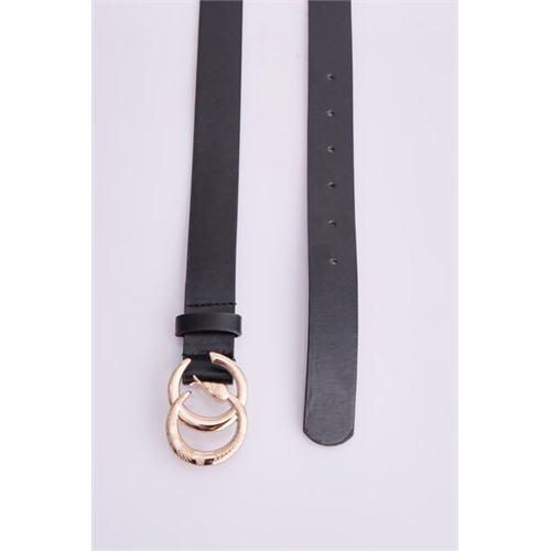 Backstage Black Snake Double Ring Buckle Detailed Belts