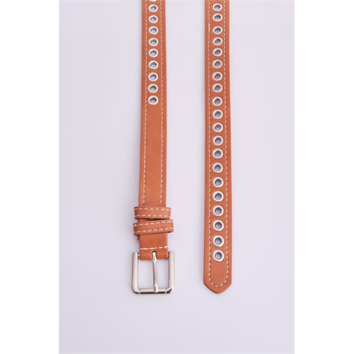 Backstage Light Brown Square Buckle Detailed Belts