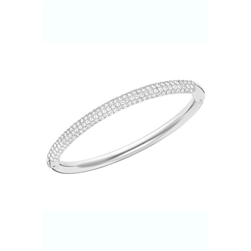 Swarovski Stone Bangle, White, Rhodium Plated