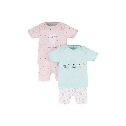 Mothercare Baby Cat Shortie Pyjamas - 2 Pack