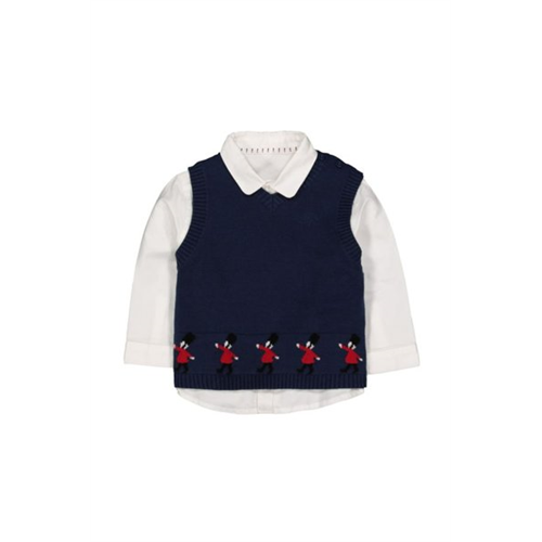 Mothercare Blue & White Shirt Vest Set