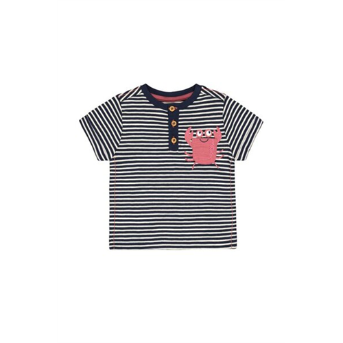 Mothercare Boys Sailing Camp Striped Crab Pocket T-shirt