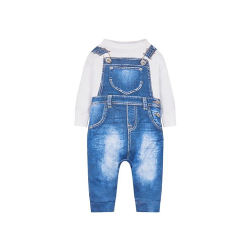 Mothercare Denim Dungaree Baby Tromp I'Oeil All In One