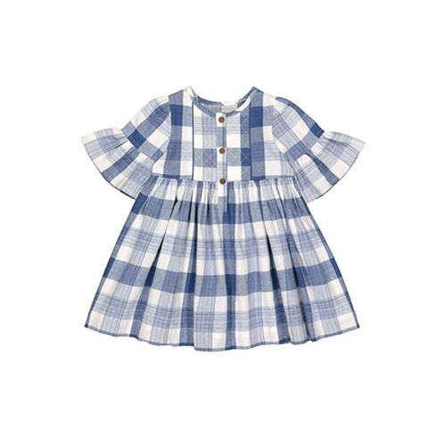 Mothercare Girls Check Frill Sleeve Dress