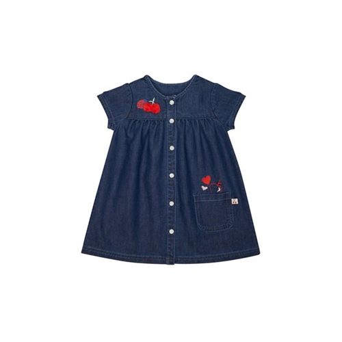 Mothercare Girls Denim Blue Ladybird Mini Dress