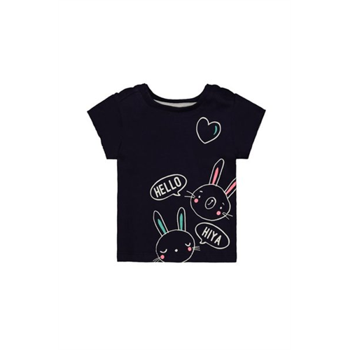 Mothercare Girls Hello Bunny Navy T-Shirt