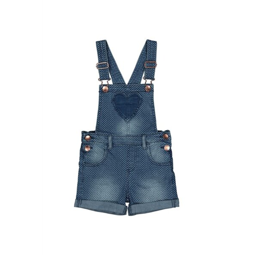 Mothercare Girls Mid Wash Spotty Dungarees