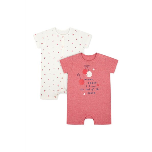 Mothercare Girls Mummy & Daddy Heart Printed Rompers 2 Pack