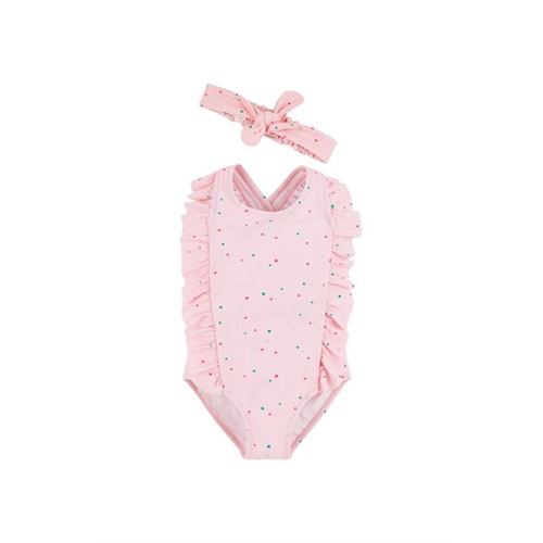 Mothercare Girls Pink Colour Micro Spot Swimwear