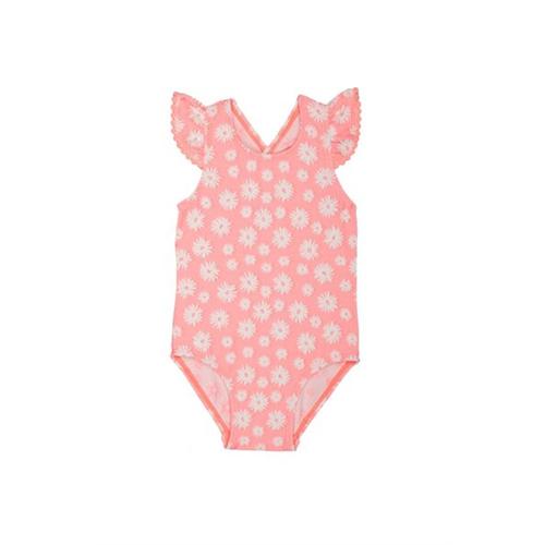 Mothercare Girls Pink Printed Neon Text Swimwear