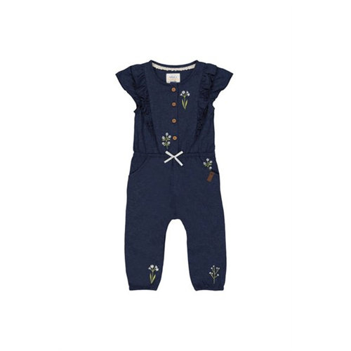 Mothercare Navy Blue Floral Eroidered Jumpsuit