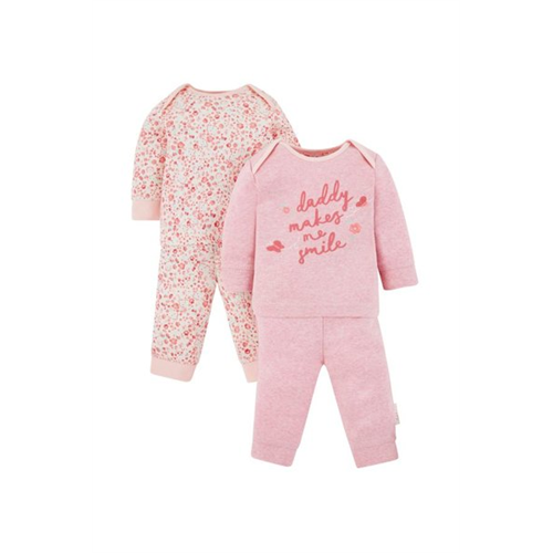 Mothercare Printed Baby Daddy Makes Me Smile Pyjamas - 2 Pack