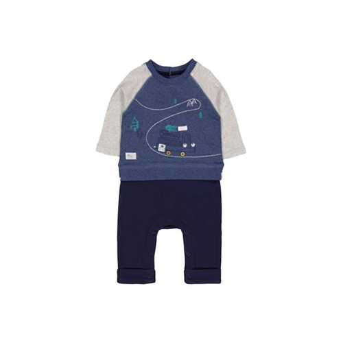 Mothercare Solid Colour Baby Log Truck Mock Sweat Top All In One