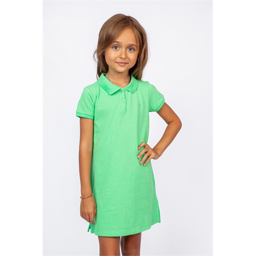 Pinkabuds Girls Green Polo Dress